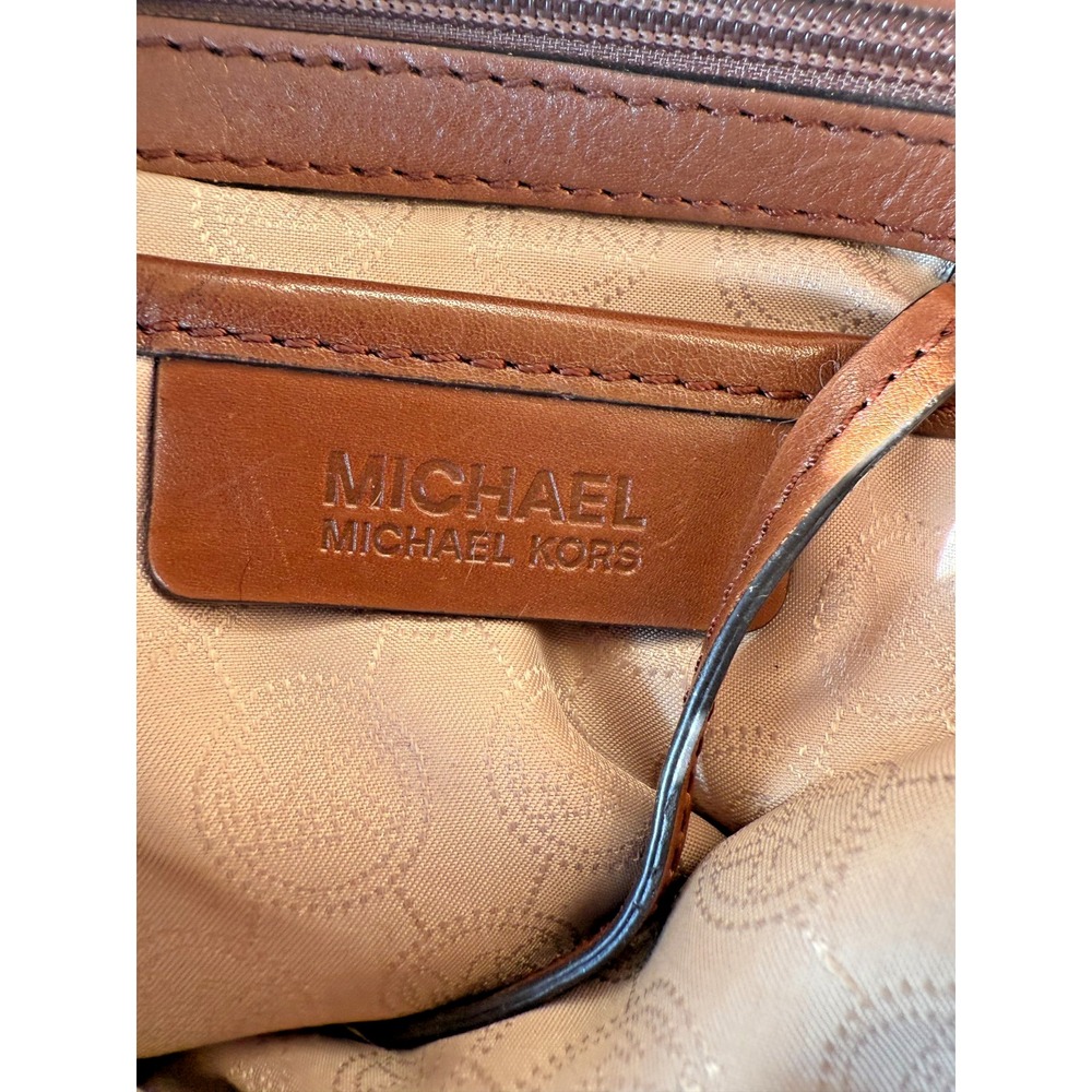 Michael Kors Jet Set Signature Tote Bag Brown MK‎ Logo Canvas Shoulder Purse